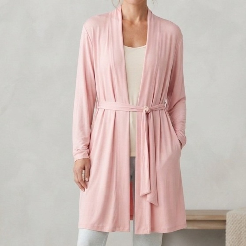 Duluth Trading Co Robe Long Sleeve Pockets Pink Loungewear XXL belt soft knit